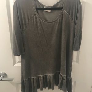 Charcoal Burnout Ruffle Bottom Tee